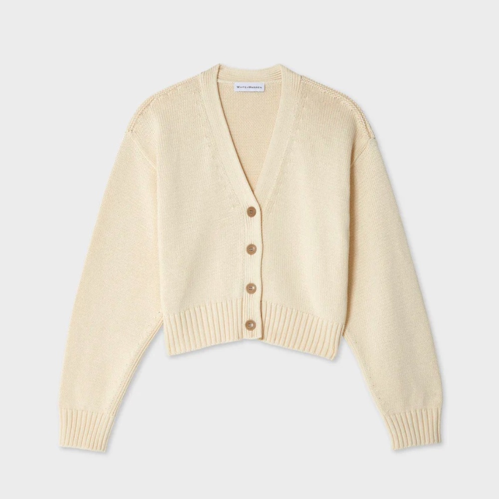 White + Warren Organic Cotton Button Cardigan